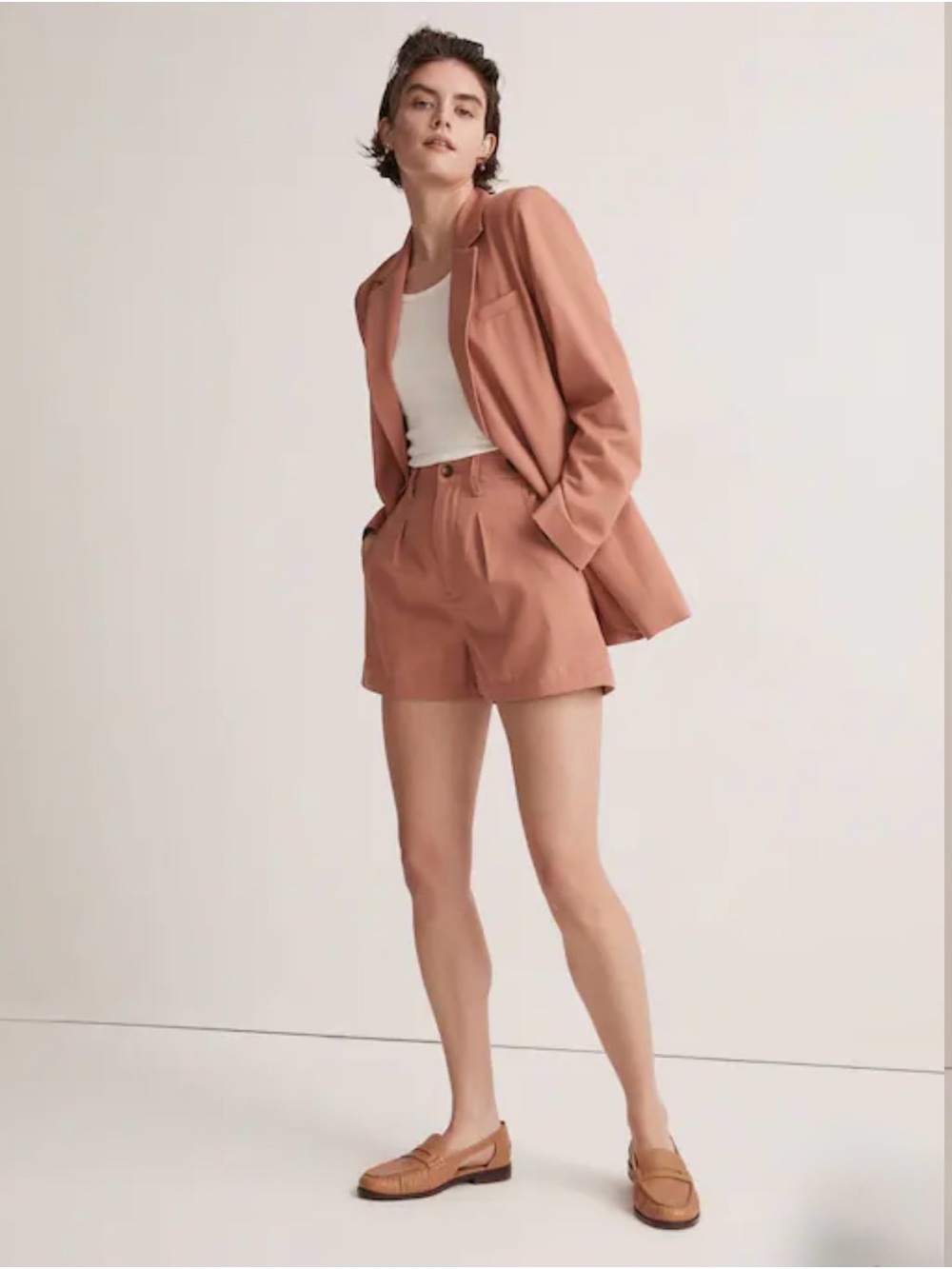 NWT Madewell Larsen Blazer (m)  Neals Shorts (6) in Dried Rose